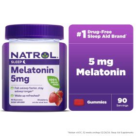 Natrol¬Æ Melatonin Gummies, Sleep Support for Adults, Strawberry Flavor, 5mg, 90 Count